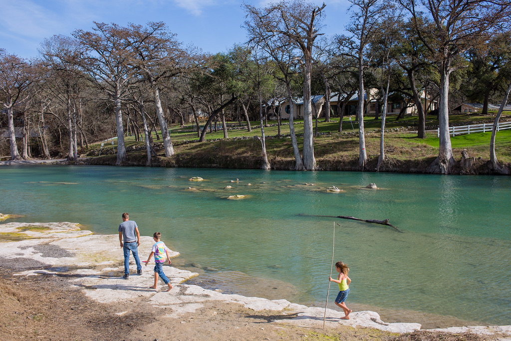 Walking by the Blanco River.